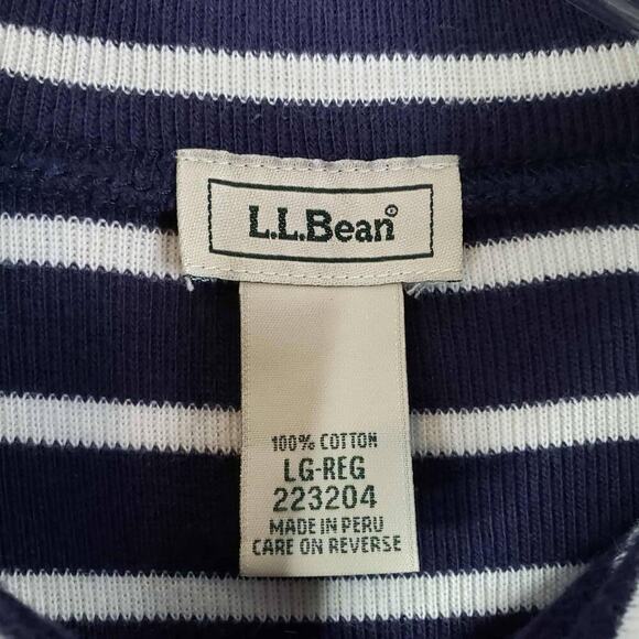 LL Bean Sweater Women’s Size Large L Quarter Zip Pullover Navy Blue Striped - Picture 6 of 8
